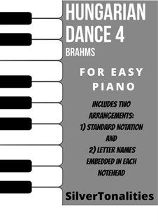 Танец No.4 фа-диез минор: For easy piano sheet music combo by Иоганнес Брамс