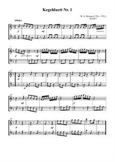 Двенадцать дуэтов для двух валторн, K.487: Version for tenor and bass recorders by Вольфганг Амадей Моцарт