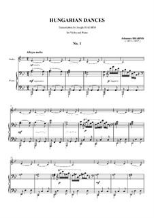 Танец No.1 соль минор: Для скрипки и фортепиано by Иоганнес Брамс