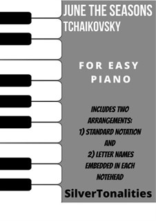No.6 Июнь (Баркарола): For easy piano sheet music combo by Петр Чайковский