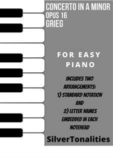 Концерт для фортепиано с оркестром ля минор, Op.16: Movement I, for Easy Piano Sheet Music Combo by Эдвард Григ