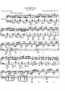 Восемь пьес, Op.76: No.2 Каприччио си минор by Иоганнес Брамс