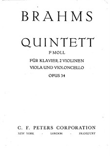 Фортепианный квинтет фа минор, Op.34: Партитура by Иоганнес Брамс