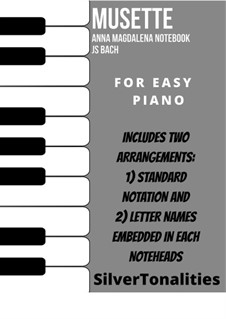 No.22 Мюзетт ре мажор, BWV Anh.126: For easy piano sheet music combo by Иоганн Себастьян Бах