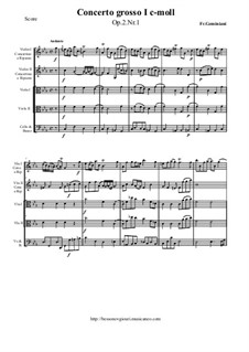 Шесть концертов для струнных и бассо континуо, Op.2: Concerto Grosso No.1 c-moll by Франческо Джеминиани