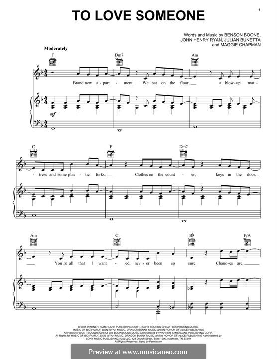 To Love Someone (Benson Boone): To Love Someone (Benson Boone) by Julian Bunetta, John Henry Ryan, Maggie Chapman