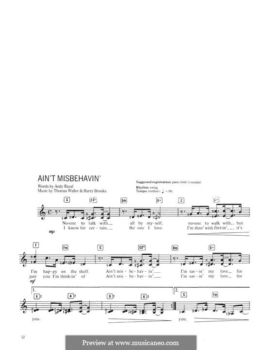 Fats Waller, H. Brooks: Ain't Misbehavin' ноты на MusicaNeo
