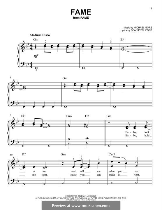Fame (Irene Cara): Для фортепиано by Michael Gore