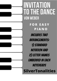 Приглашение к танцу, J.260 Op.65: For easy piano sheet music combo by Карл Мария фон Вебер