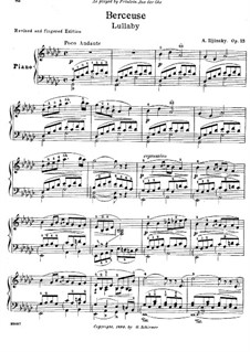 Колыбельная, Op.13: Для фортепиано by Александр Ильинский
