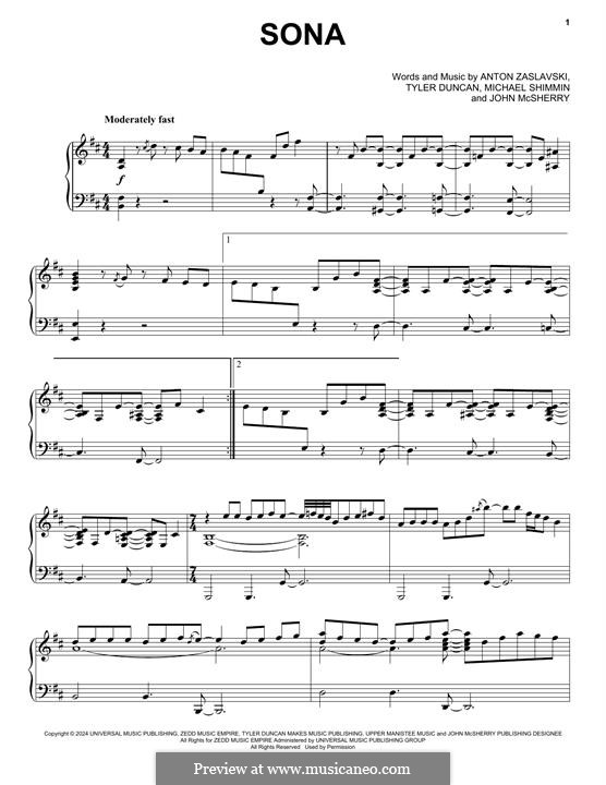Sona (feat. The Olllam) (Zedd): Для фортепиано by Anton Zaslavski, Michael Shimmin, John Mcsherry