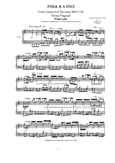 Время Божье - наилучшее время, BWV 106: No.1 Sonatina (Fuga a 4 voci in E flat major), for Piano by Иоганн Себастьян Бах