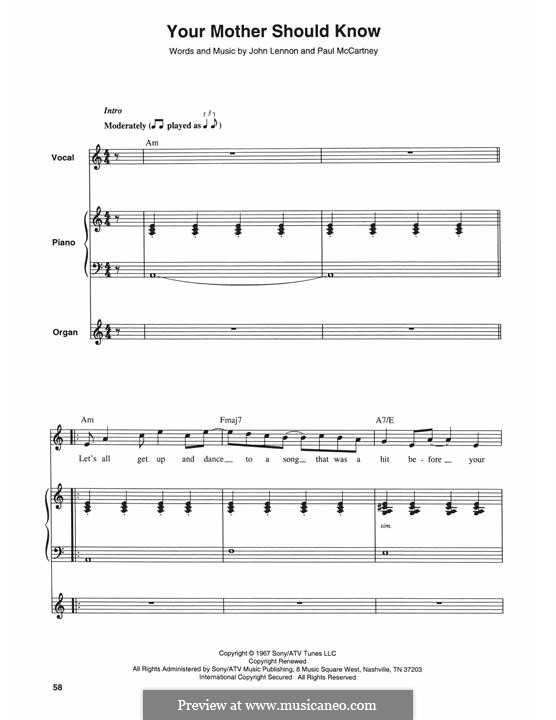 Your Mother Should Know (The Beatles): Для голоса и фортепиано by John Lennon, Paul McCartney