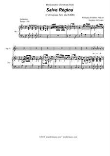 Концерт для флейты, арфы и орекстра до мажор, K.299: Salve Regina (Soprano Solo with SATB) by Вольфганг Амадей Моцарт