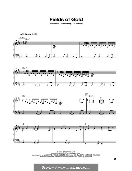 Fields of Gold: Для фортепиано by Sting