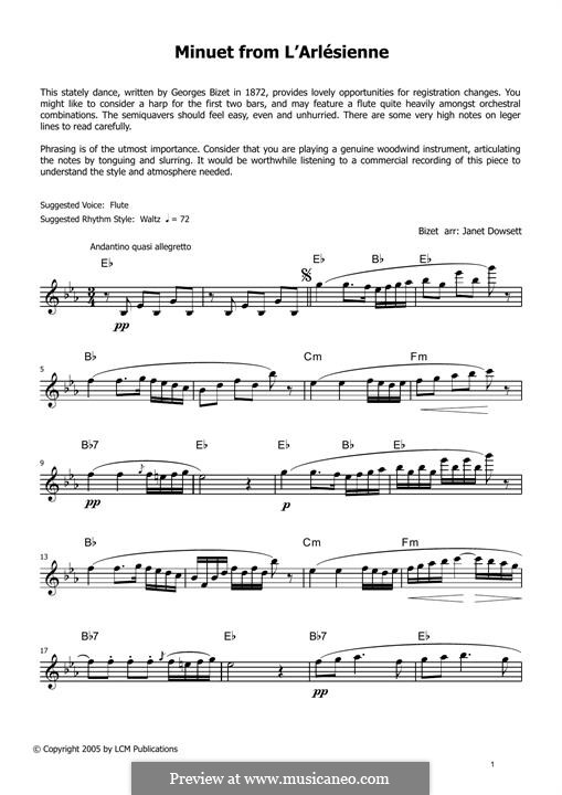 Сюита II: Менуэт, для фортепиано by Жорж Бизе