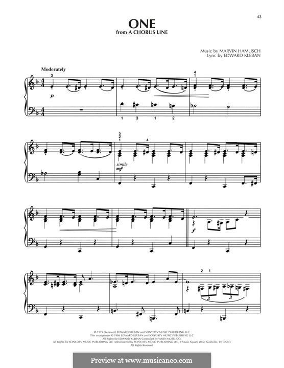 One (from A Chorus Line): Для фортепиано by Marvin Hamlisch