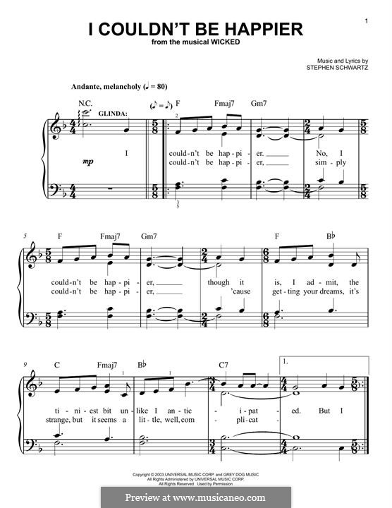 I Couldn't Be Happier: Для фортепиано by Stephen Schwartz
