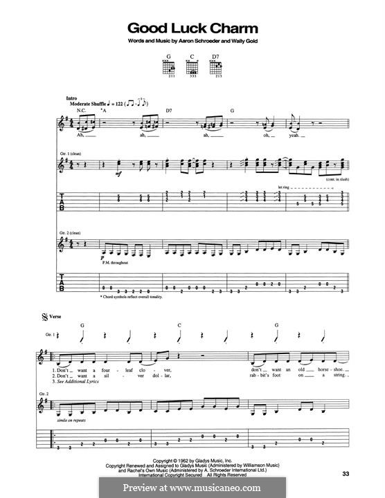 Good Luck Charm (Elvis Presley): Для гитары by Aaron Schroeder, Wally Gold