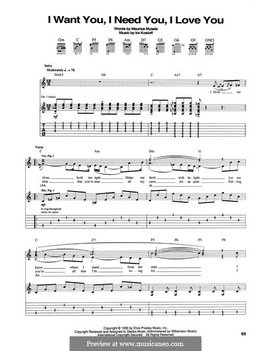 I Want You, I Need You, I Love You (Elvis Presley): Для гитары by Ira Kosloff