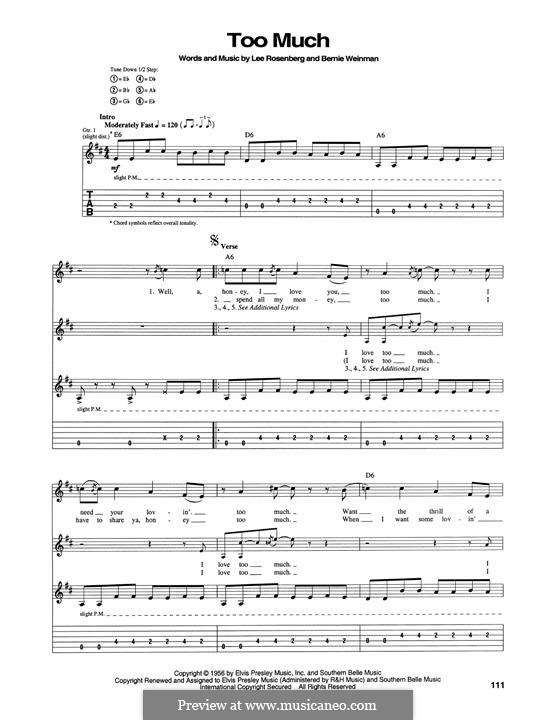Too Much (Elvis Presley): Для гитары by Bernard Weinman, Lee Rosenberg