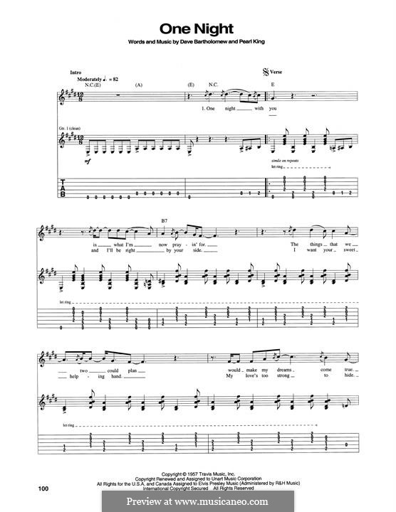 One Night (Elvis Presley): Для гитары by Anita Steiman, Dave Bartholomew, Pearl King