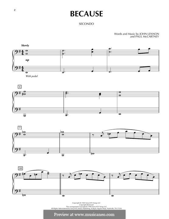 Because (The Beatles): Для фортепиано в 4 руки by John Lennon, Paul McCartney