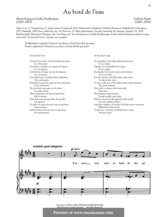 Три песни, Op.8: No.1 Au bord de l'eau (At the Water's Edge) by Габриэль Форе