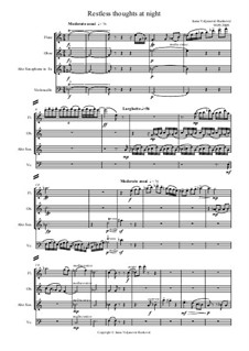 Restless Thoughts at Night for Flute, Oboe, Alto Saxophone and Cello: Restless Thoughts at Night for Flute, Oboe, Alto Saxophone and Cello by Jasna Veljanovic-Rankovic