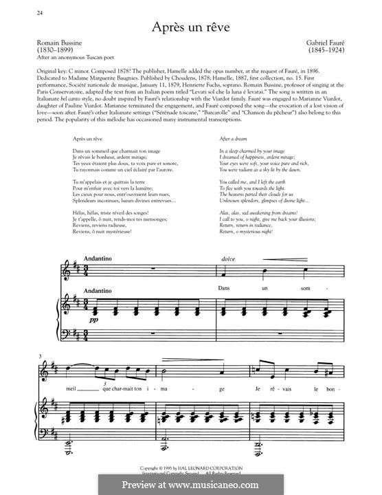 Три песни, Op.7: No.1 Après un rêve by Габриэль Форе