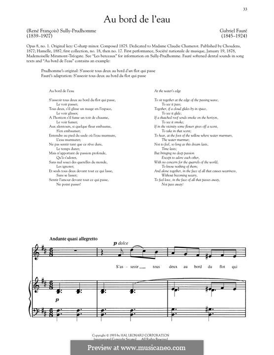 Три песни, Op.8: No.1 Au bord de l'eau (At the Water's Edge) by Габриэль Форе