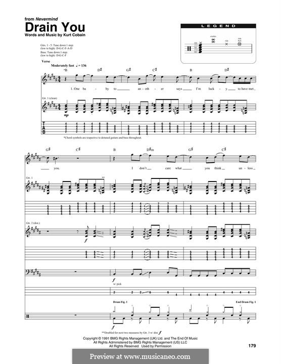 Drain You (Nirvana): Transcribed score by Kurt Cobain