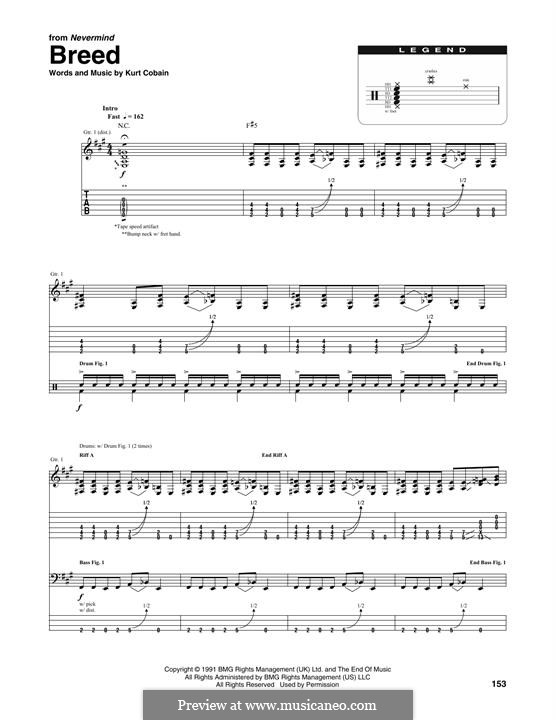 Breed (Nirvana): Transcribed score by Kurt Cobain