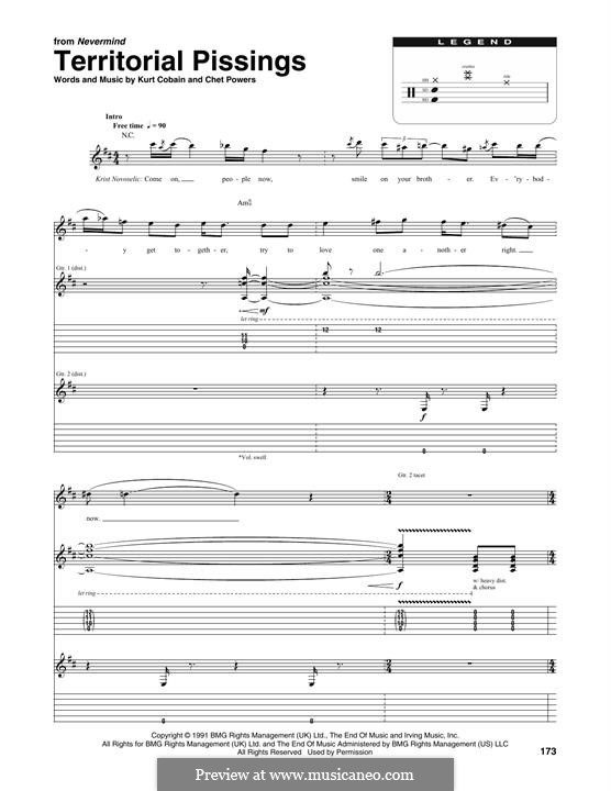 Territorial Pissings (Nirvana): Transcribed score by Chet Powers, Kurt Cobain