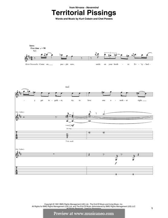 Territorial Pissings (Nirvana): Для гитары by Chet Powers, Kurt Cobain