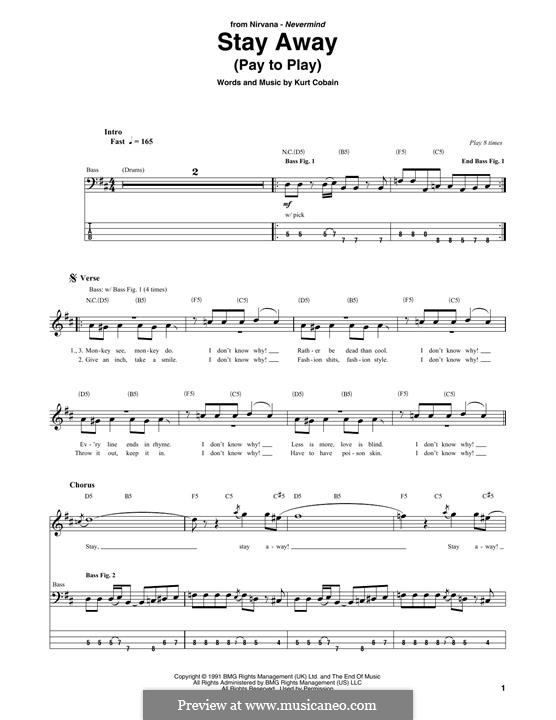 Stay Away (Nirvana): Для бас-гитары by Kurt Cobain