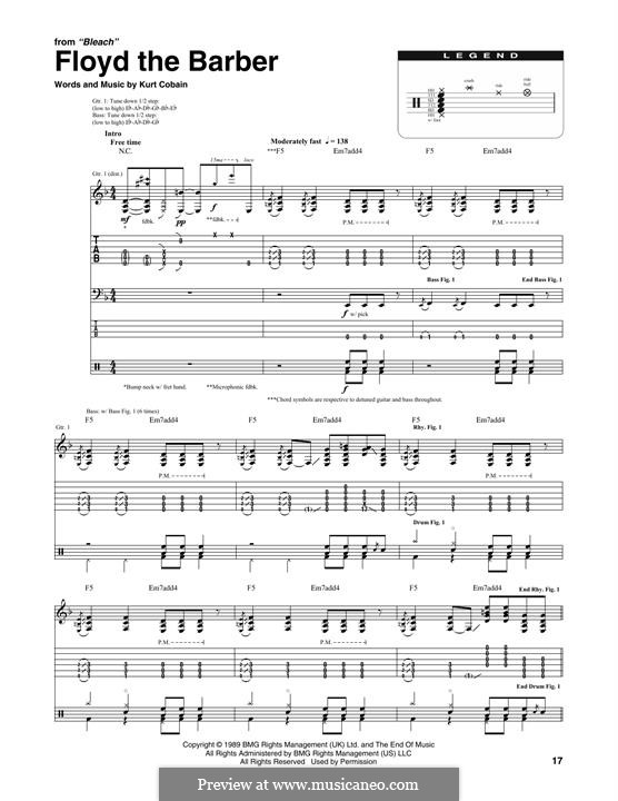 Floyd the Barber (Nirvana): Transcribed score by Kurt Cobain