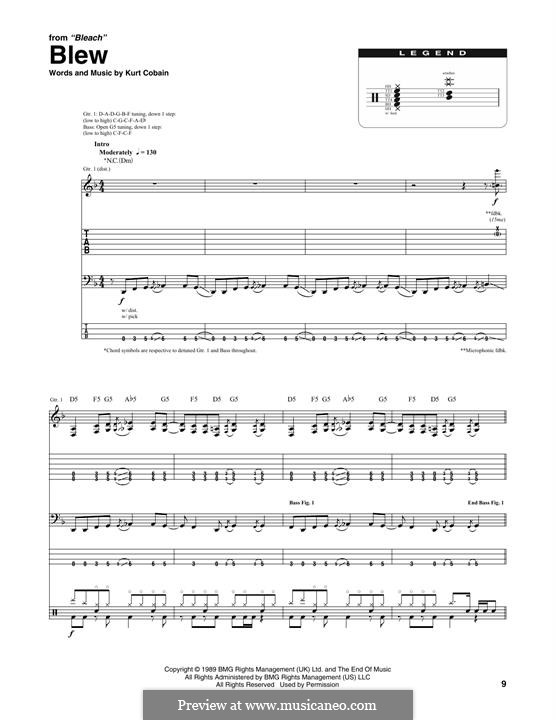 Blew (Nirvana): Transcribed score by Kurt Cobain
