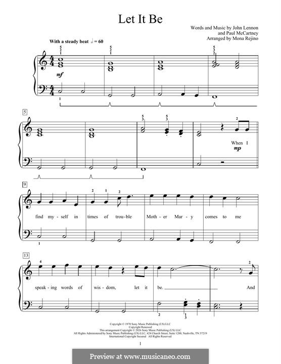 Piano version: Для одного исполнителя by John Lennon, Paul McCartney