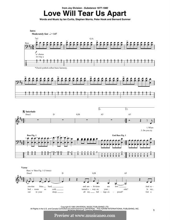 Love Will Tear Us Apart (Joy Division): Для бас-гитары с табулатурой by Bernard Sumner, Ian Curtis, Peter Hook, Stephen Morris