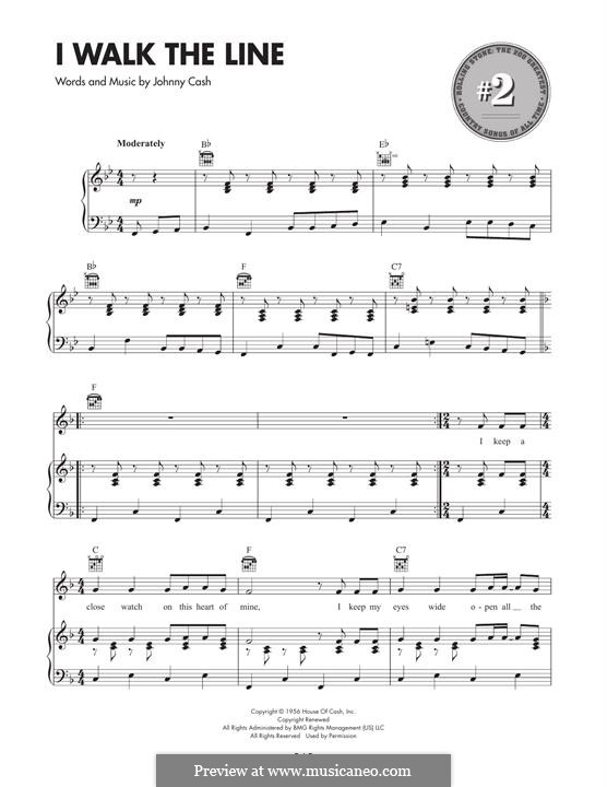 I Walk the Line: Для голоса и фортепиано (или гитары) by Johnny Cash