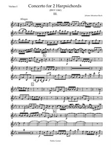 Концерт для двух клавесинов и струнных No.1 до минор, BWV 1060: Movement III (Violin I) by Иоганн Себастьян Бах