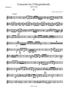 Концерт для двух клавесинов и струнных No.1 до минор, BWV 1060:  Movement III (Violin II) by Иоганн Себастьян Бах