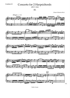 Концерт для двух клавесинов и струнных No.1 до минор, BWV 1060: Movement III (Cembalo II) by Иоганн Себастьян Бах