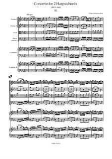 Концерт для двух клавесинов и струнных No.1 до минор, BWV 1060: Movement III – full score, parts by Иоганн Себастьян Бах