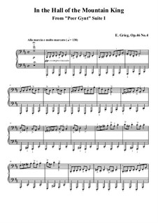 Сюита No.1. В пещере горного короля, Op.46 No.4: Для фортепиано (с аппликатурой) by Эдвард Григ