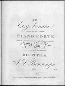 Соната для фортепиано и скрипки (ad libitum), Op.13: Соната для фортепиано и скрипки (ad libitum) by Жуан Домингуш Бонтемпу