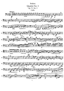 Струнный квартет No.1 до минор, Op.51: Партия виолончели by Иоганнес Брамс