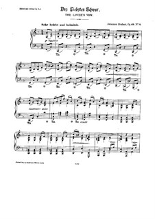Девять песен и романсов, Op.69: No.4 Клятва любимой, для фортепиано by Иоганнес Брамс