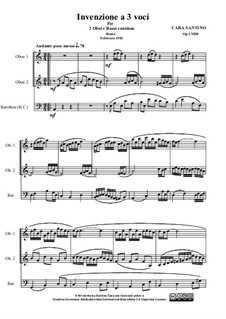Invention for three voices in a minor, two oboes and bassoon, CS010: Invention for three voices in a minor, two oboes and bassoon by Santino Cara
